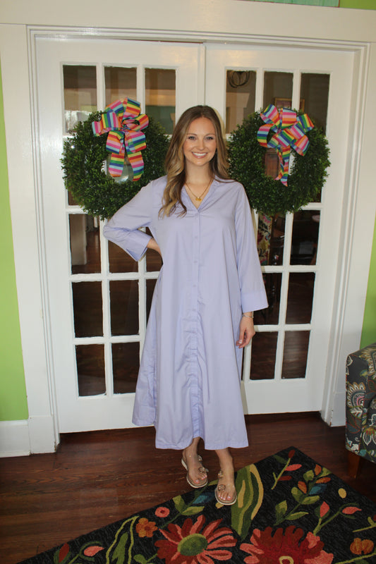 Solid 3/4 Sleeve Midi Dress