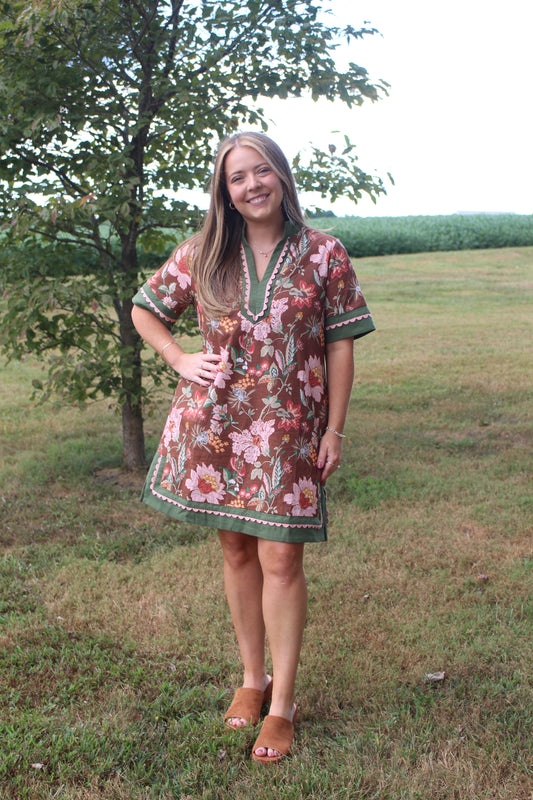 Floral Print Short Sleeve Dress