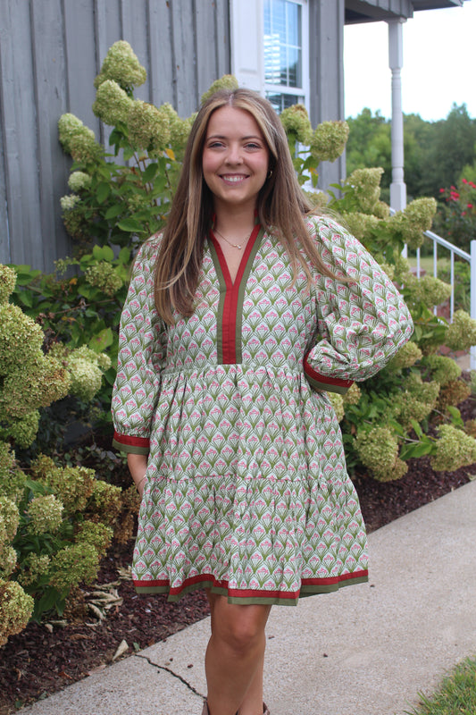 Bold Trim Floral Dress