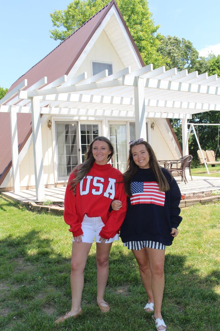USA/Flag Reversible Mock Neck