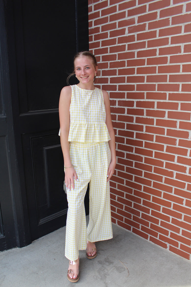 Yellow Gingham Pants & Top Set