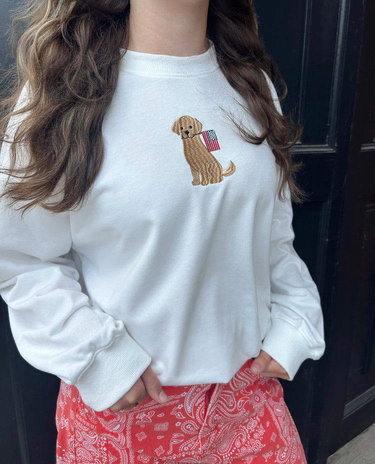 Golden Puppy Embroidered Oversized Sweatshirt