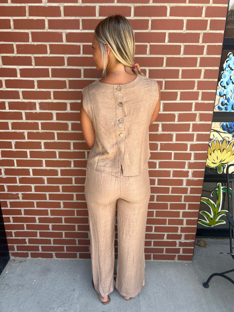 Button detail Tank and Highwaisted Pant set