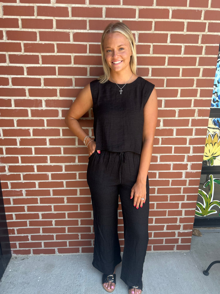 Button detail Tank and Highwaisted Pant set
