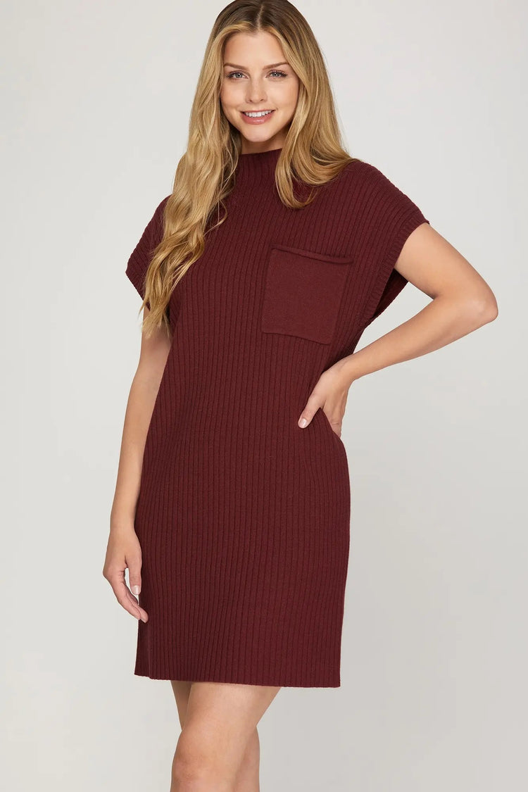 Drop Shoulder Mock Neck Sweater