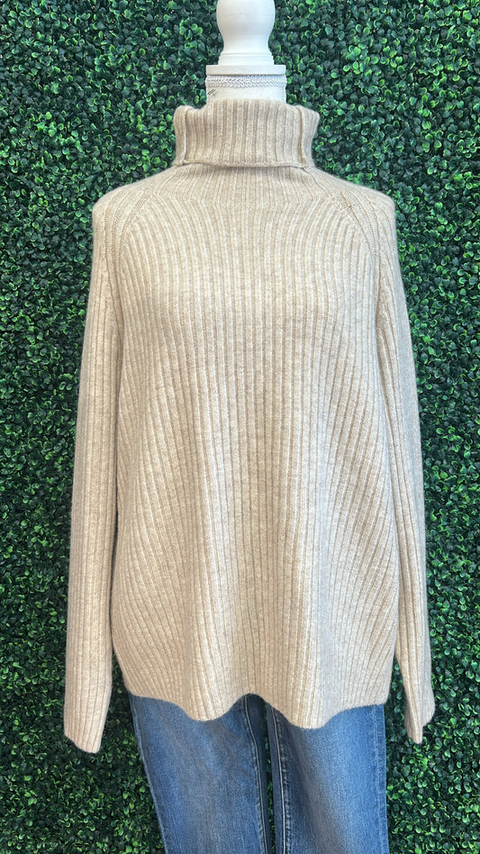Ribbed Turtleneck Sweater Oatmeal