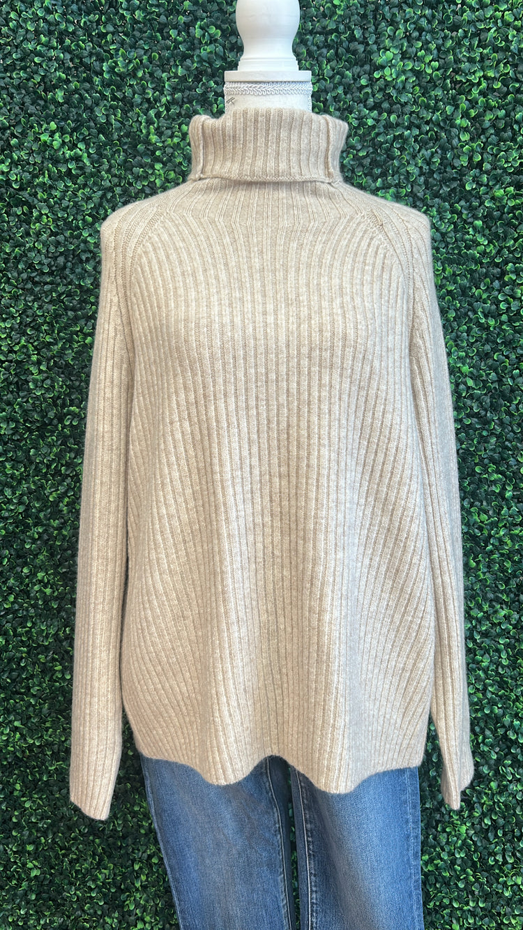 Ribbed Turtleneck Sweater Oatmeal