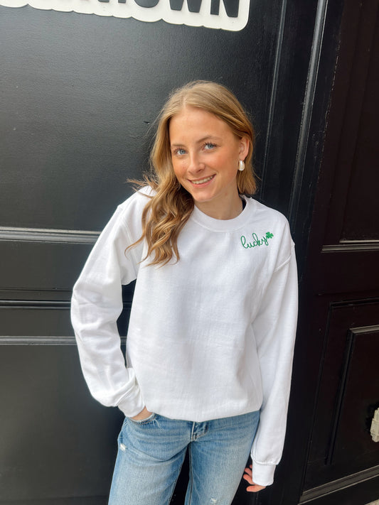 Lucky Embroidered Crewneck