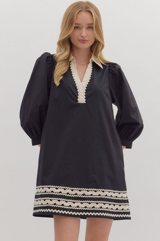 Scalloped Neckline Mini Dress