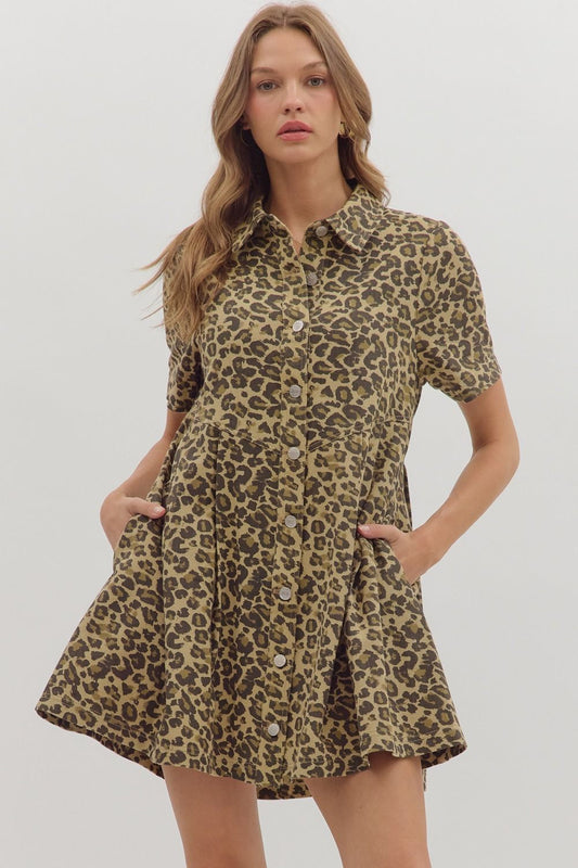 Leopard Short Sleeve Mini Dress