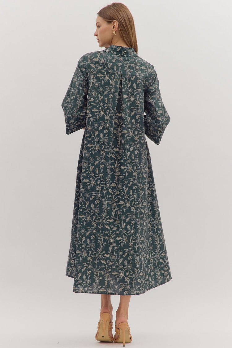 Holly Floral 3/4 Sleeve Midi Dress