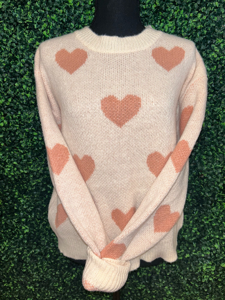 Heart Sweater: Peach sand