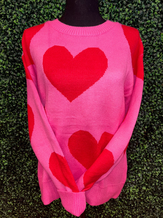 Heart sweater: Pink red