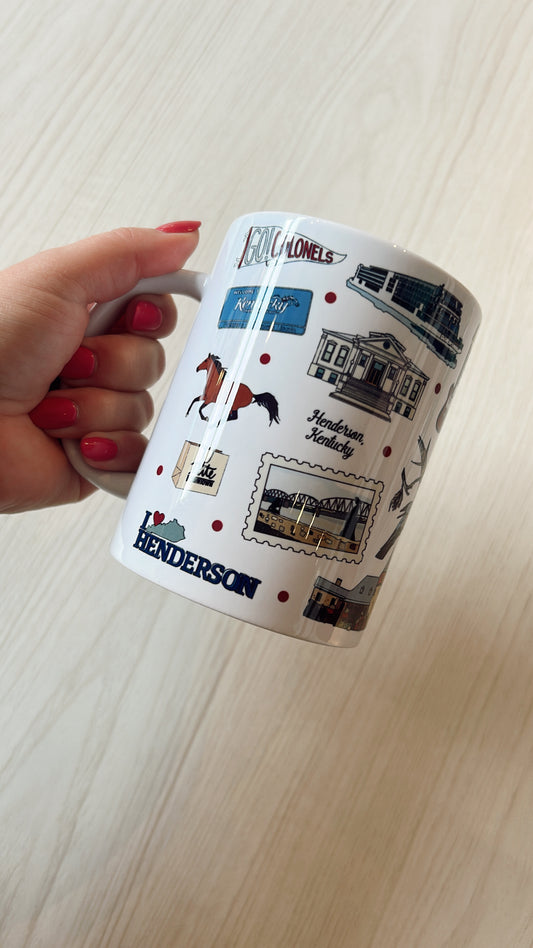15oz ceramic mug with Henderson KY  landmarks