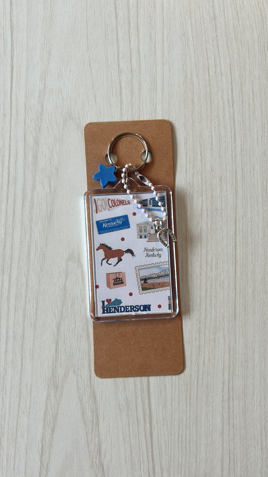 Keychain with Henderson KY landmarks & charms