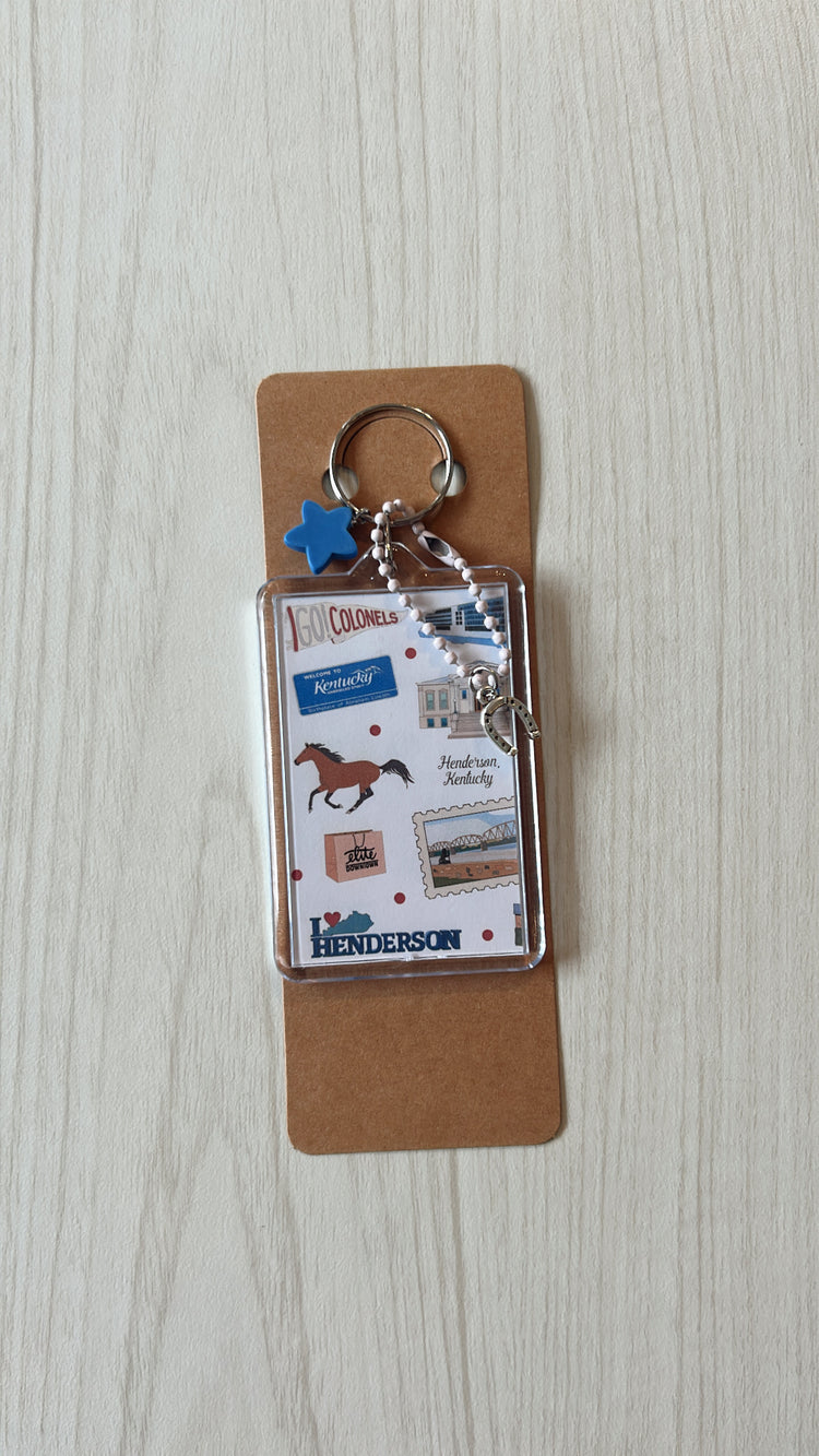 Keychain with Henderson KY landmarks & charms