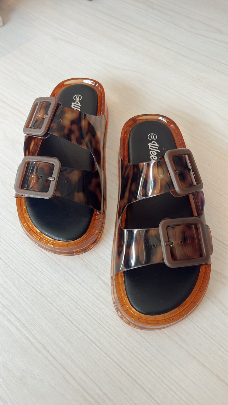 JELLYBEE DOUBLE STRAP CHUNKY BUCKLE SANDALS