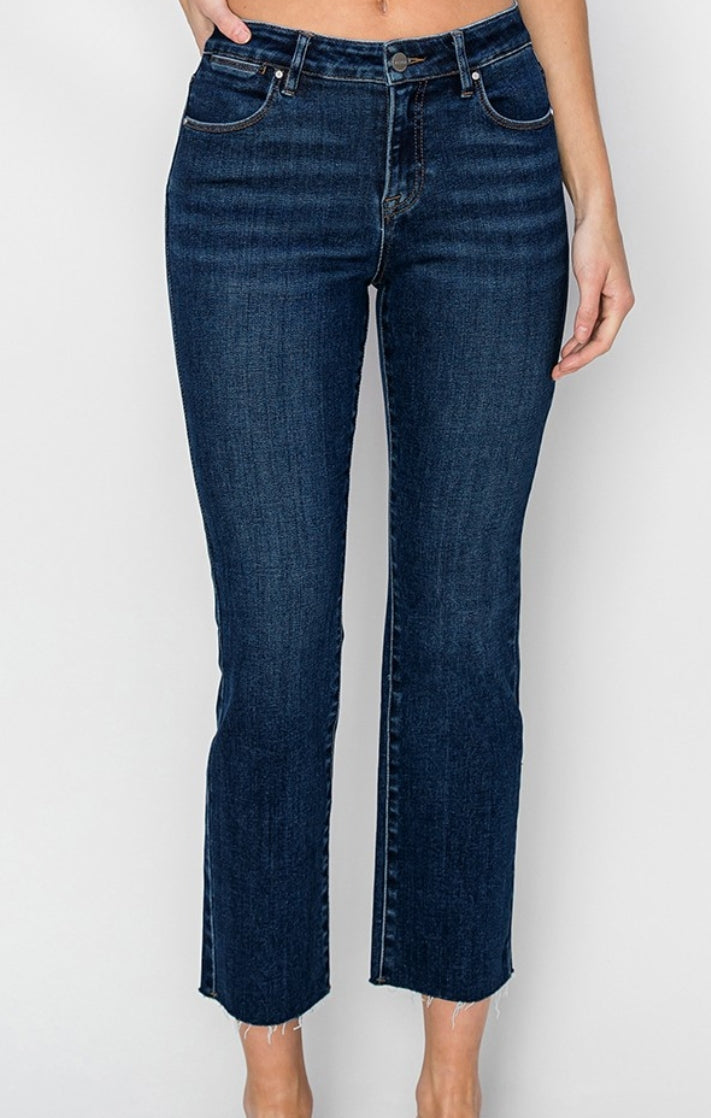 Lani Mid-Rise Crop Straight Raw Hem Jeans