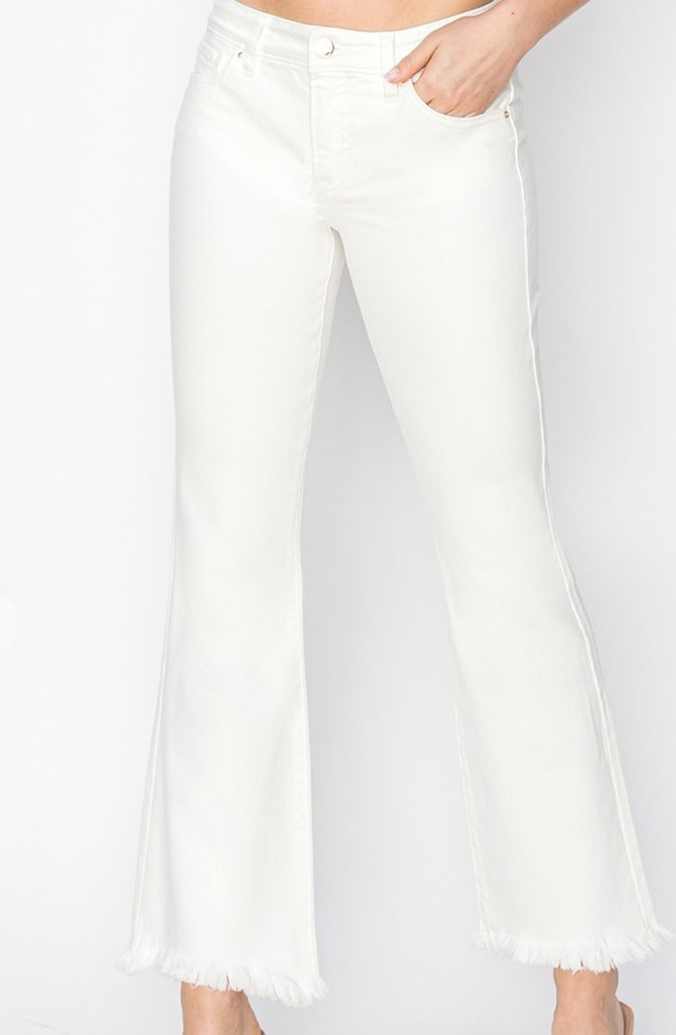 Kaylee Low-Rise Crop Flare Hem Pants