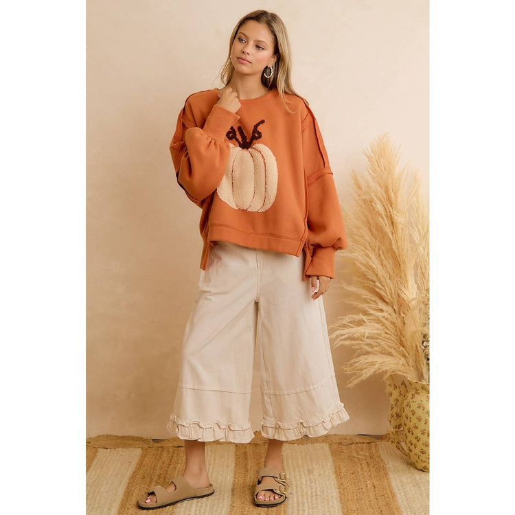 THANKSGIVING OVERSIZED PUMPKIN PATCH PULLOVER SWEATSHIRT