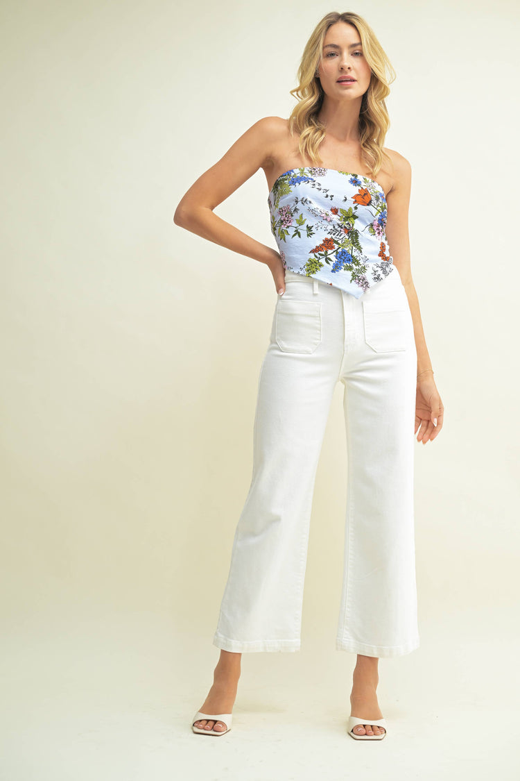 Patch Pocket Wide Leg Jean
