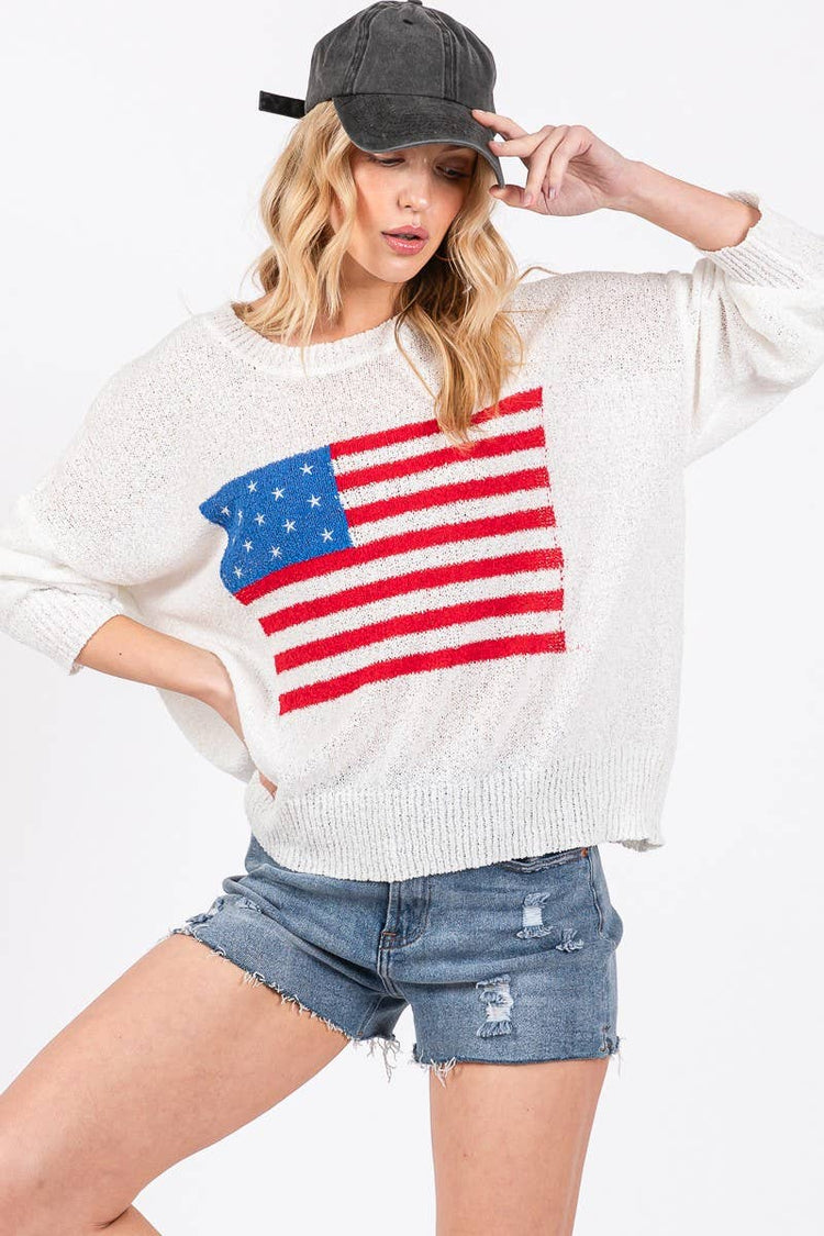 AMERICAN FLAG SWEATER TOP