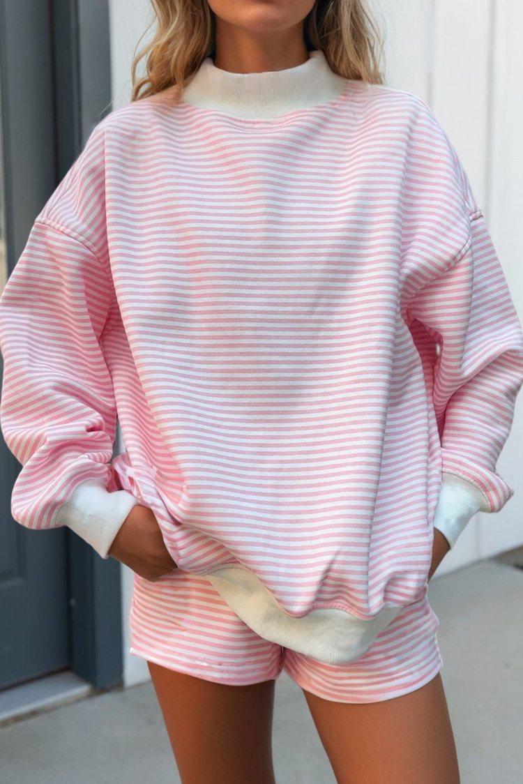 Dolly Stripe Oversize Sweatshirt and Shorts Set