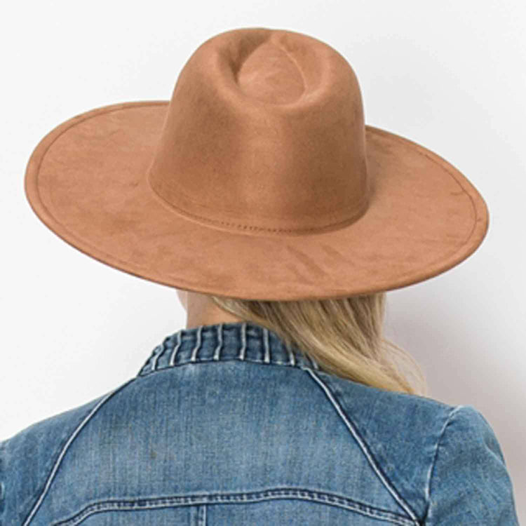 Wide Brim suede Hat - CAMEL