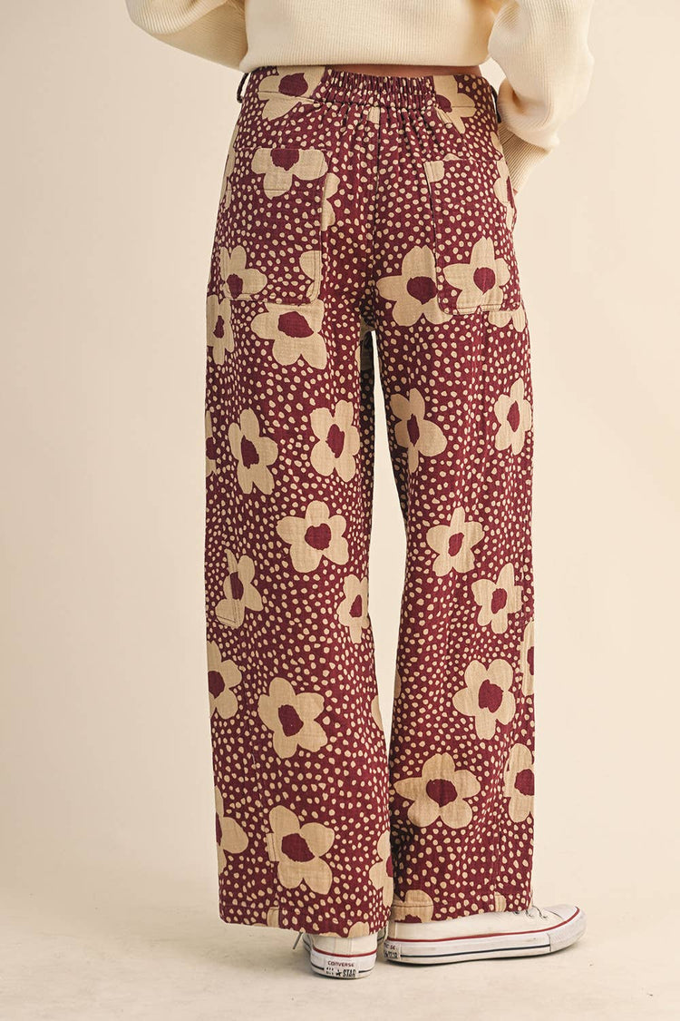 FLORAL PRINT HIGH WAISTED PANTS