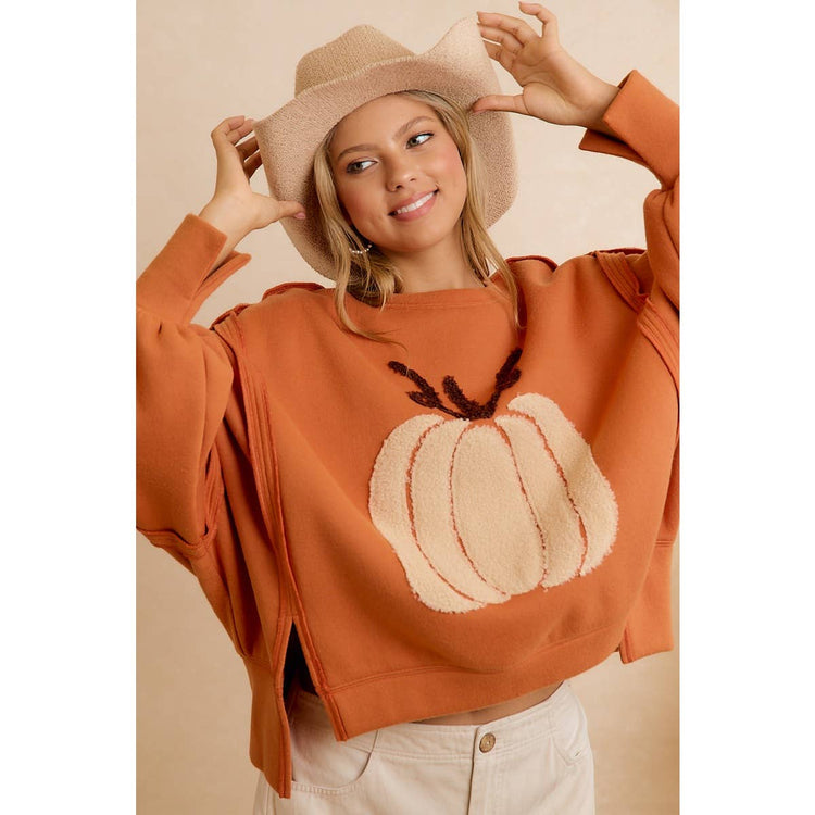 THANKSGIVING OVERSIZED PUMPKIN PATCH PULLOVER SWEATSHIRT
