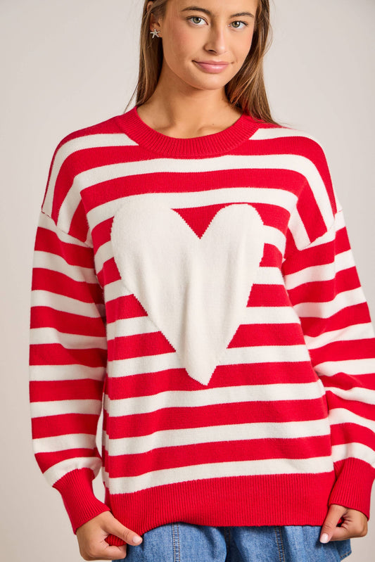 Striped Heart Sweater