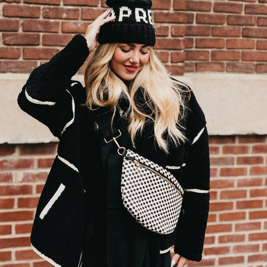 Westlyn Woven Bum Bag Wholesale - TOP SELLER: Checkered Black/White