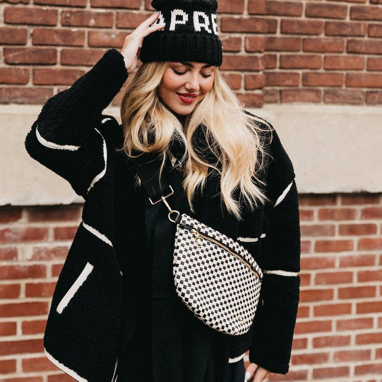 Westlyn Woven Bum Bag Wholesale - TOP SELLER: Checkered Black/White