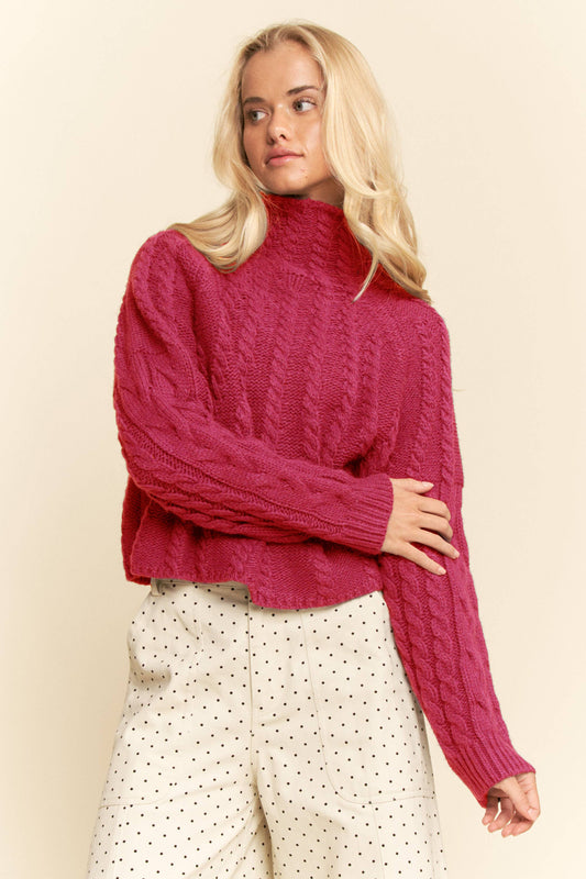 CABLE KNIT TURTLENECK KNIT TEXTURE SWEATER