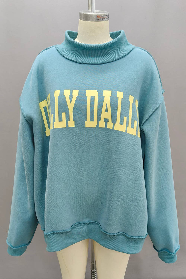 DILLY DALLY Mockneck Sweatshirt: Yellow