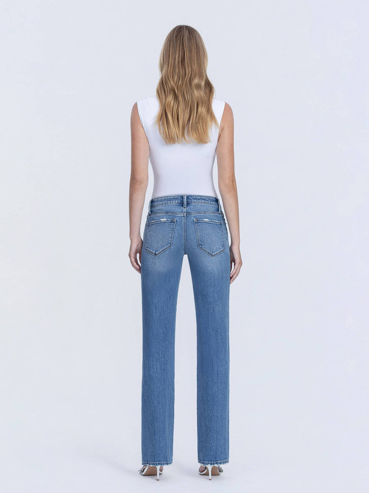 MELISSA MID RISE FULL LENGTH MEDIUM WASH STRAIGHT JEANS