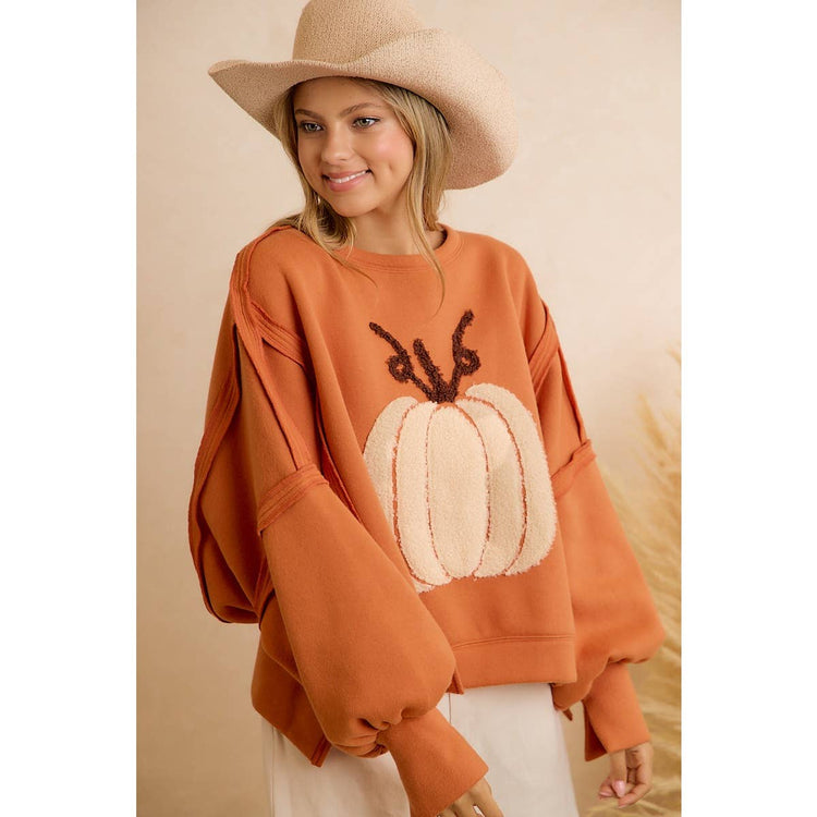 THANKSGIVING OVERSIZED PUMPKIN PATCH PULLOVER SWEATSHIRT