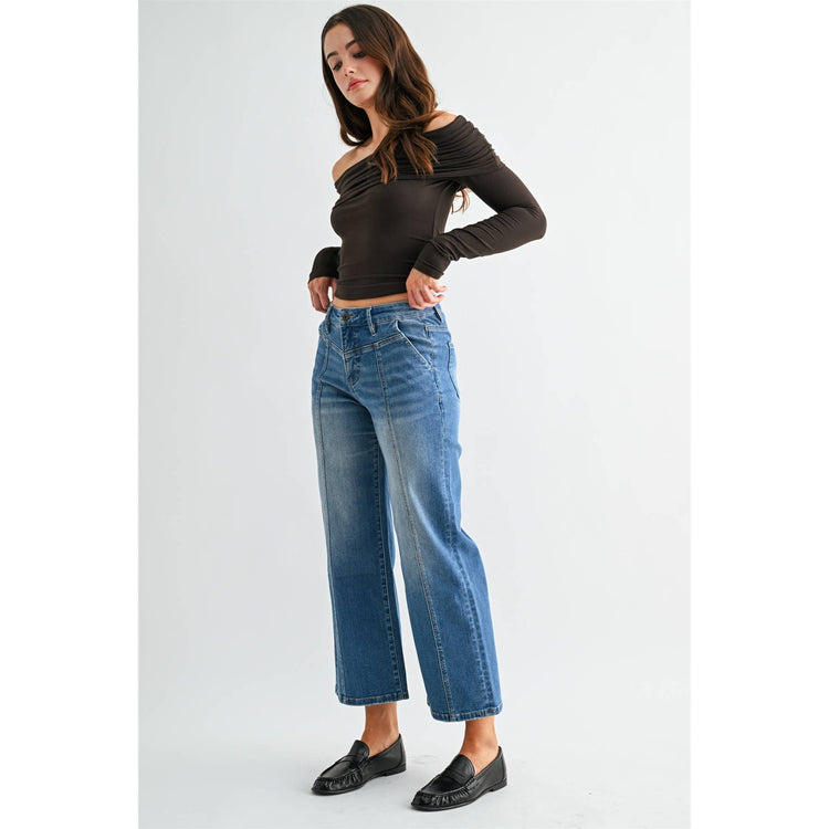 HIGH-RISE WIDE CROP JEANS - TUMMY TUCK