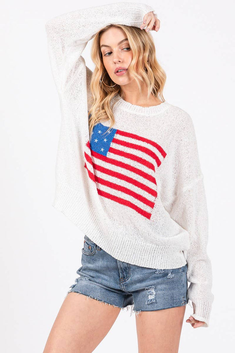 AMERICAN FLAG SWEATER TOP