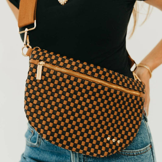 Westlyn Woven Bum Bag - Checkered Coffee