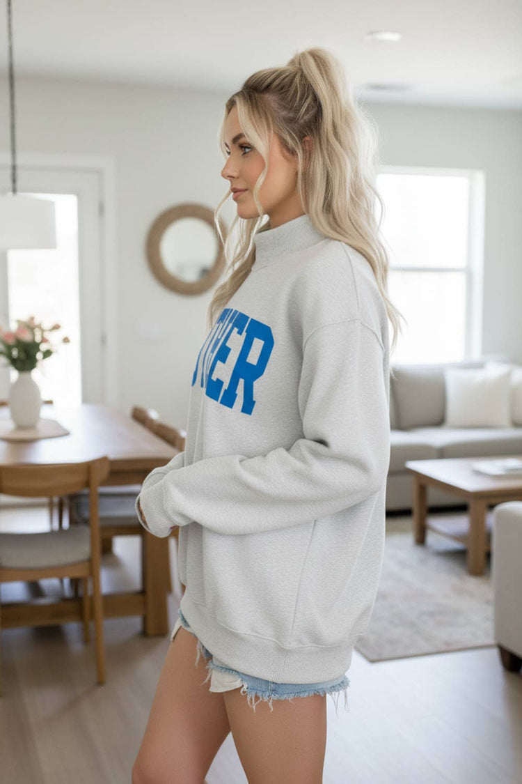 MOTHER & COOL MOM Reversible Sweatshirt: HEATHER GREY