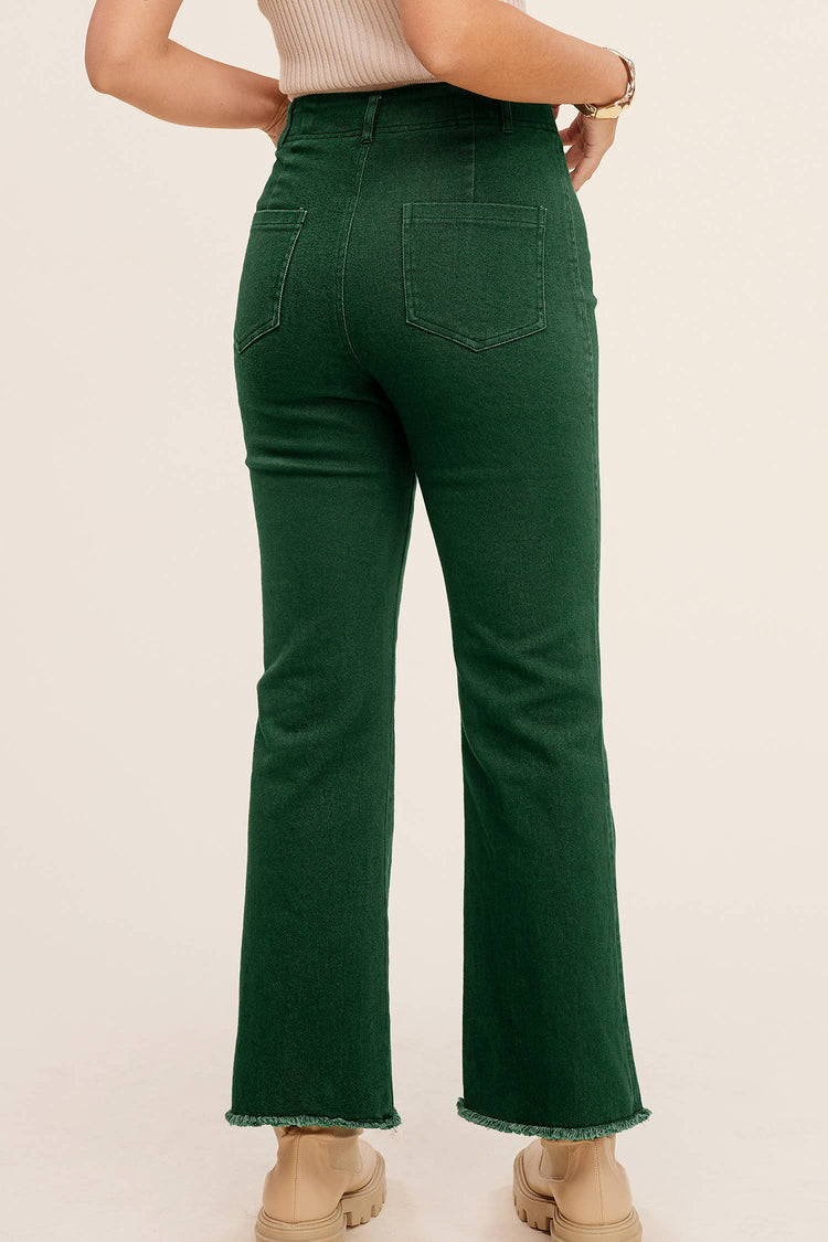 Soft Washed Stretchy High Waisted Flare Pants: Forest