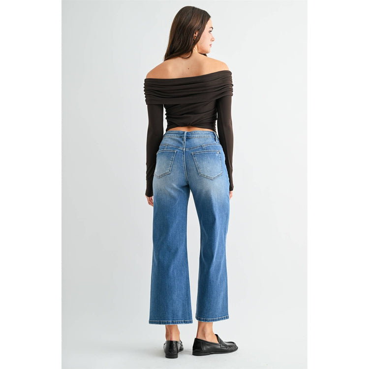 HIGH-RISE WIDE CROP JEANS - TUMMY TUCK