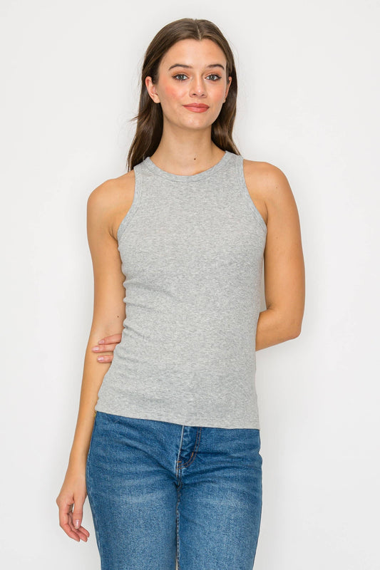 High Neck Ribbed Tank Top