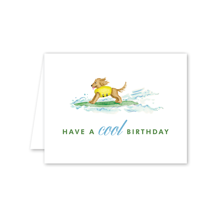 Surf’s Up Birthday Pup Card: Single Card