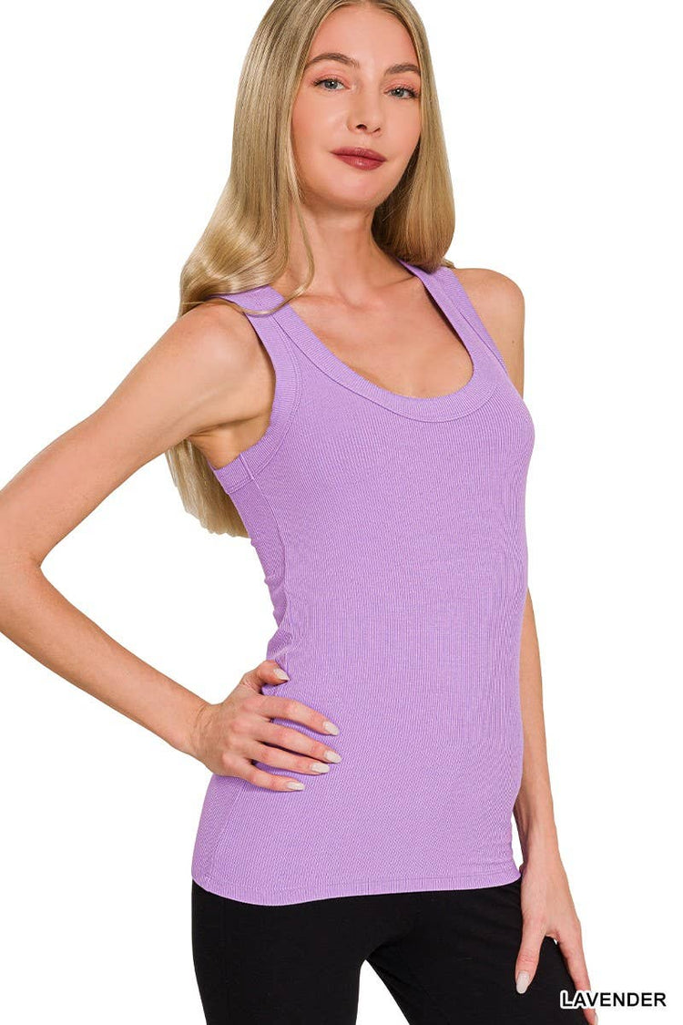 Ribbed Scoop Neck Tank Top