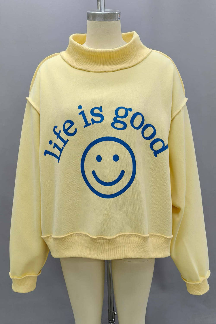 LIFE IS GOOD Reversible mock neck sweatshirt