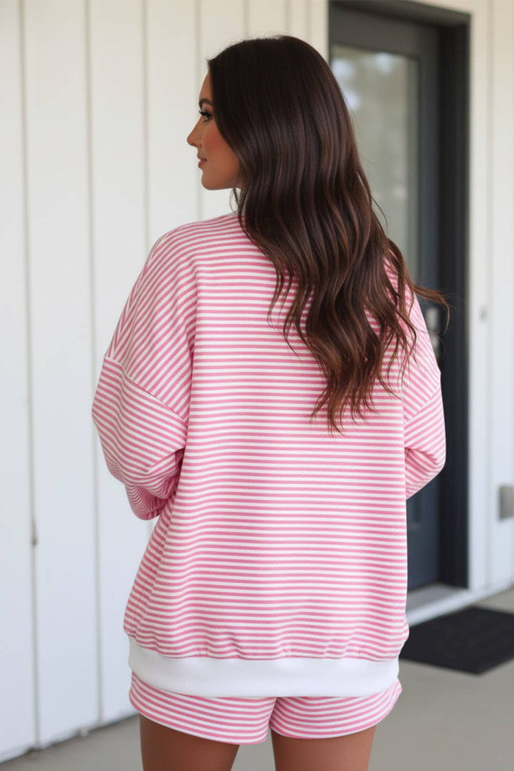 Dolly Stripe Oversize Sweatshirt and Shorts Set