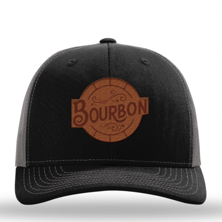 Bourbon Word Leather Patch Hat