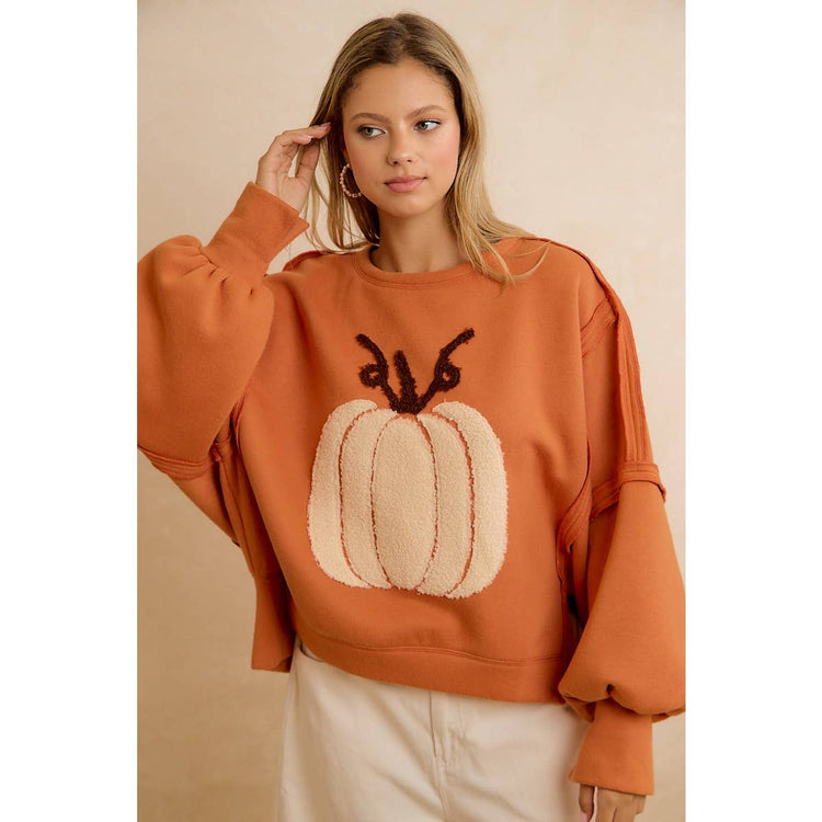 THANKSGIVING OVERSIZED PUMPKIN PATCH PULLOVER SWEATSHIRT